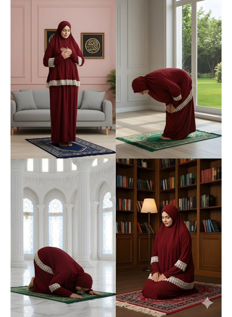 OLUDENIZ Women’s Two-Piece Prayer Dress – Cool Lycra Fabric – Full Modest Coverage – Fits Most Sizes – Turkish Quality – Perfect Gift Option - Image 3